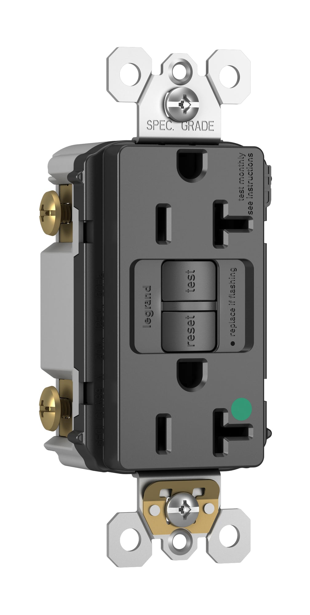 2097HGTRBK  20 Amp Duplex GFCI Receptacles with SafeLock Protection, Black