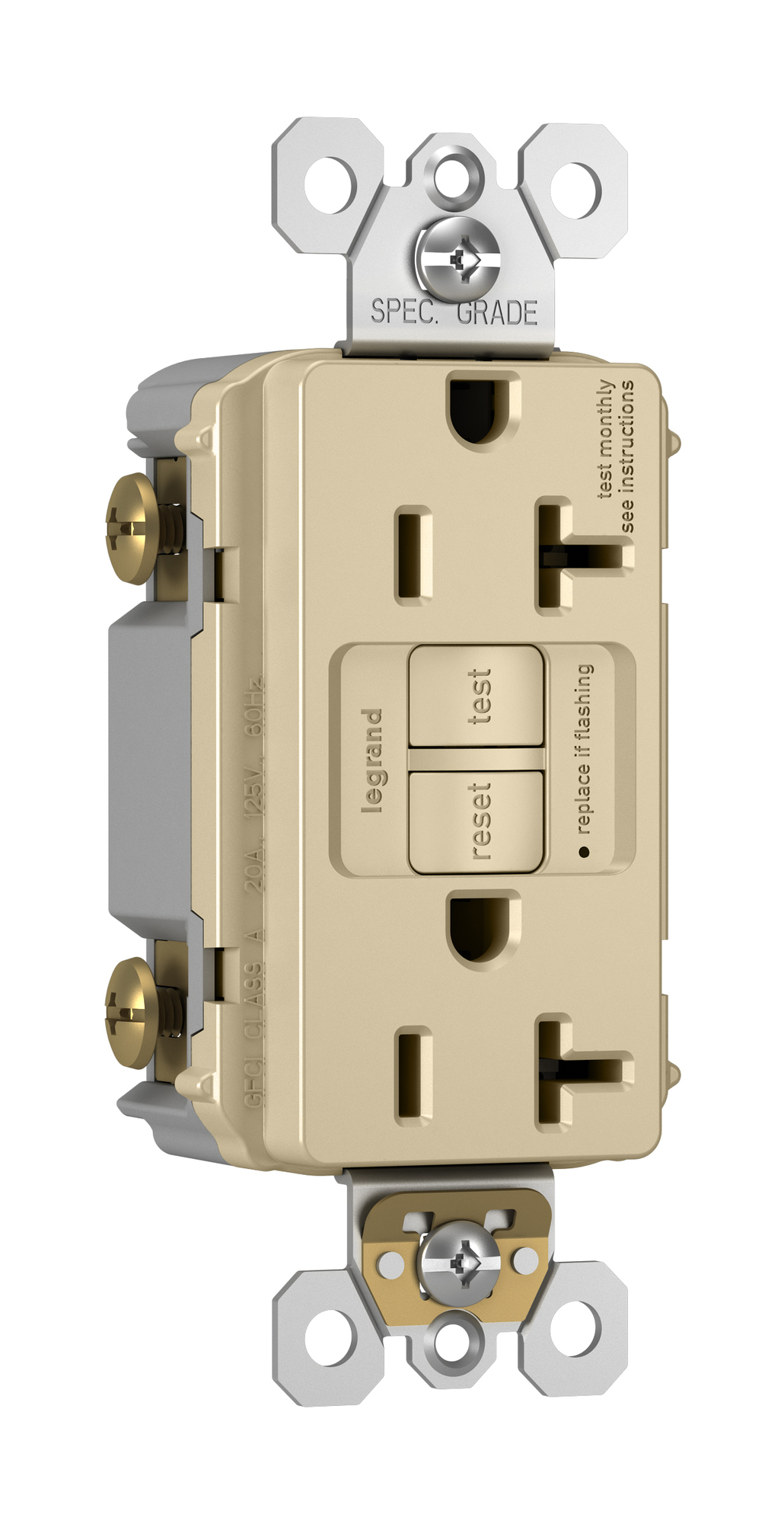 2097NAI radiant Duplex GFCI Receptacle SafeLock Protection, NAFTA Compliant, Ivory