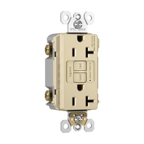 2097TRI radiant 20 Amp Duplex GFCI Receptacle SafeLock Protection, Ivory