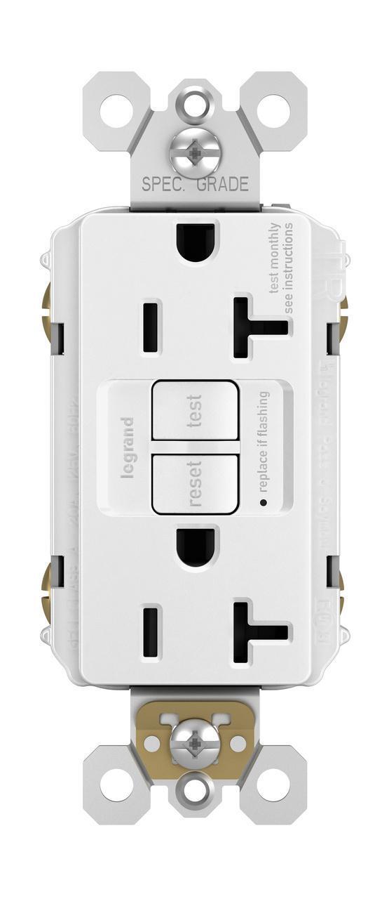 2097TRW radiant Duplex GFCI Receptacle, SafeLock Protection, 20 Amp, White