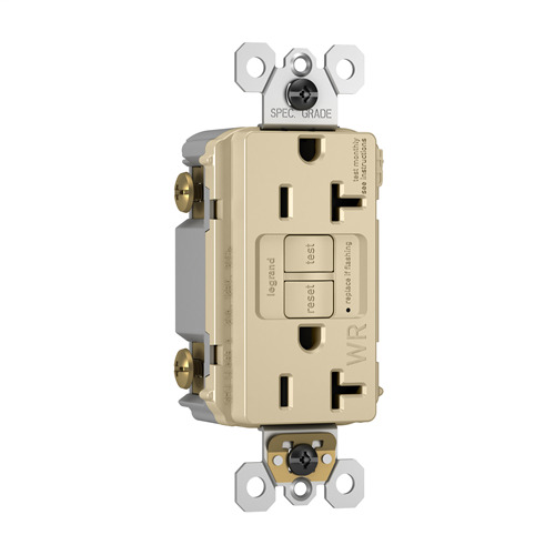 2097TRWRI radiant Duplex GFCI Receptacle, 20 Amp, SafeLock Protection, Ivory