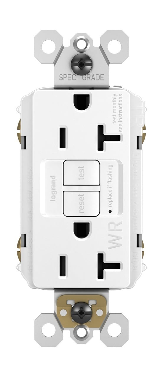 2097TRWRW radiant Duplex GFCI Receptacle, SafeLock Protection, 20 Amp, White