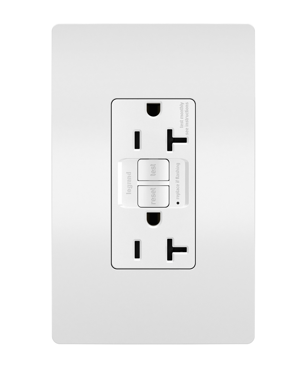 2097W radiant Duplex GFCI Receptacle, SafeLock Protection, 20 Amp, White