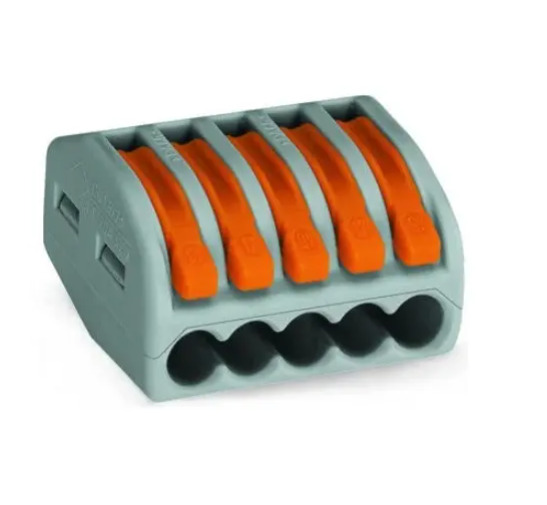 222-415/VE00/1000 222 5-Conductor Terminal Block, 28 to 12 AWG Wire, 5 Poles