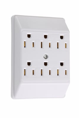 226PAW 15 Amp 125V Plug-in Adapter, 2-Pole, 3-Wire, White