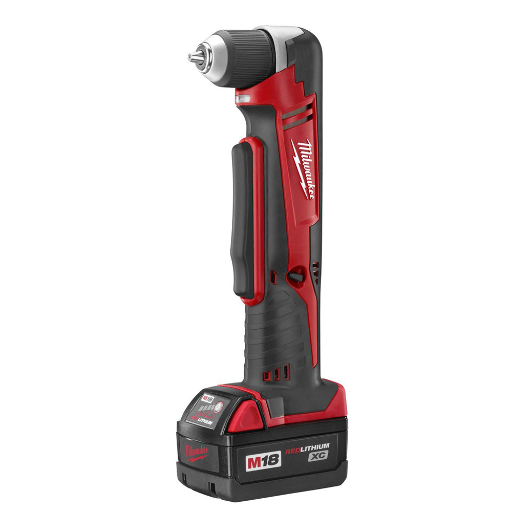 2615-21 M18 Kit Cordless Right Angle Drill, 3/8 in Keyless/Single Sleeve Chuck, 18 V DC, 150 in-lb Torque, 0 to 1500 rpm No-Load, 3-3/4 in OAL, Li-Ion Battery