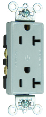 26352CHGRY 20 Amp 125V Half-Controlled Plug Load Decorator Duplex Receptacle, Gray