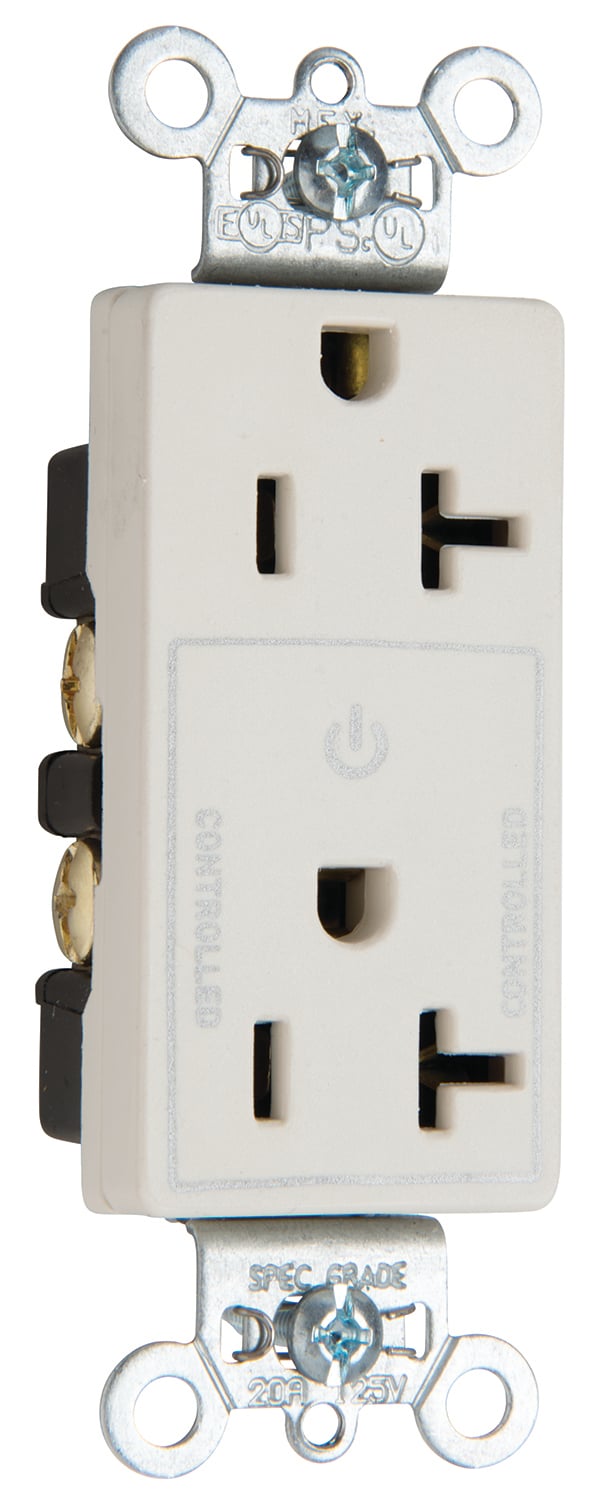 26352CHI 20 Amp 125V Half-Controlled Plug Load Decorator Duplex Receptacle, Ivory