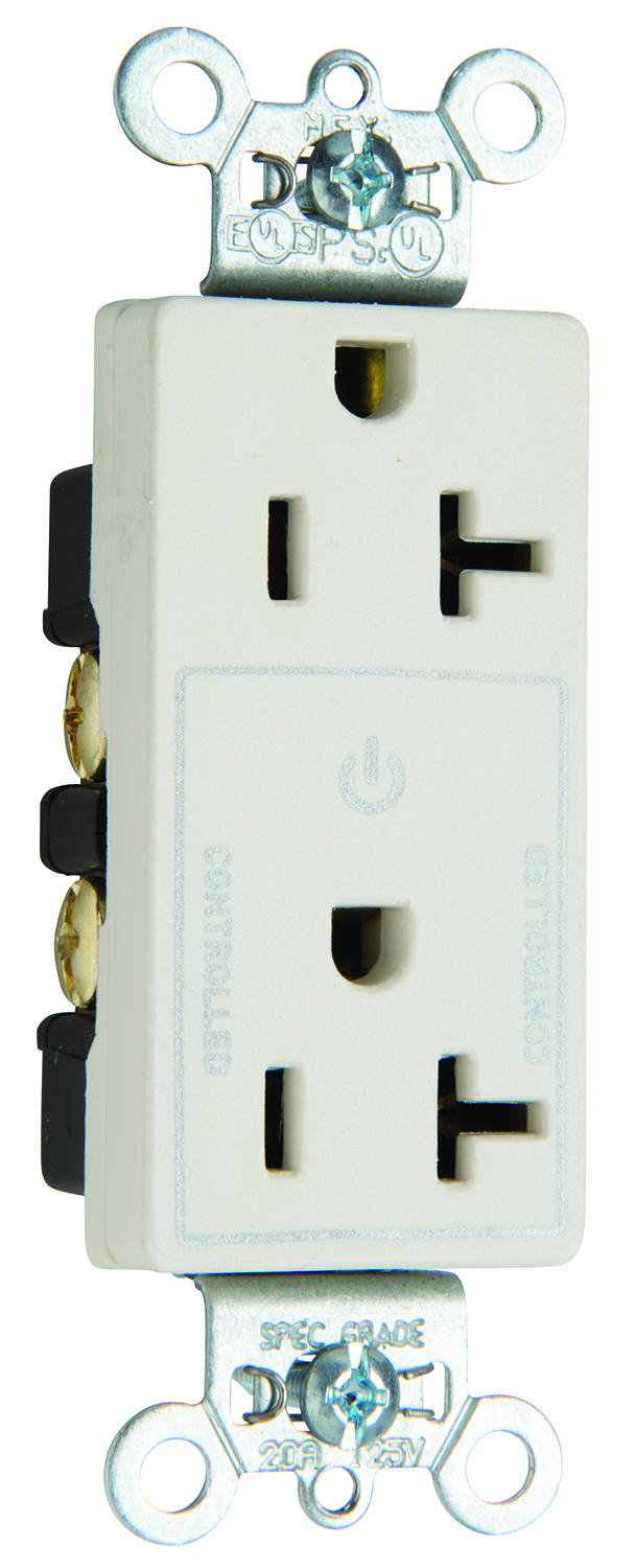 26352CHW 20 Amp 125V Half-Controlled Plug Load Decorator Duplex Receptacle, White