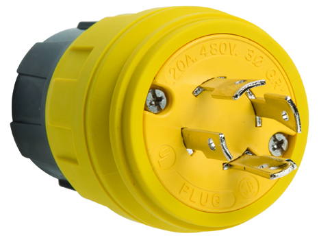 28W76 Turnlok 28W76 Watertight NEMA 4X/6P Locking Plug,Yellow