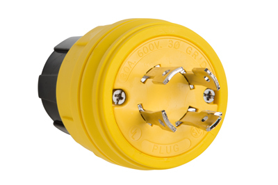 28W77 Turnlok 28W77 Watertight,NEMA 4X/6P Locking Plug,Yellow