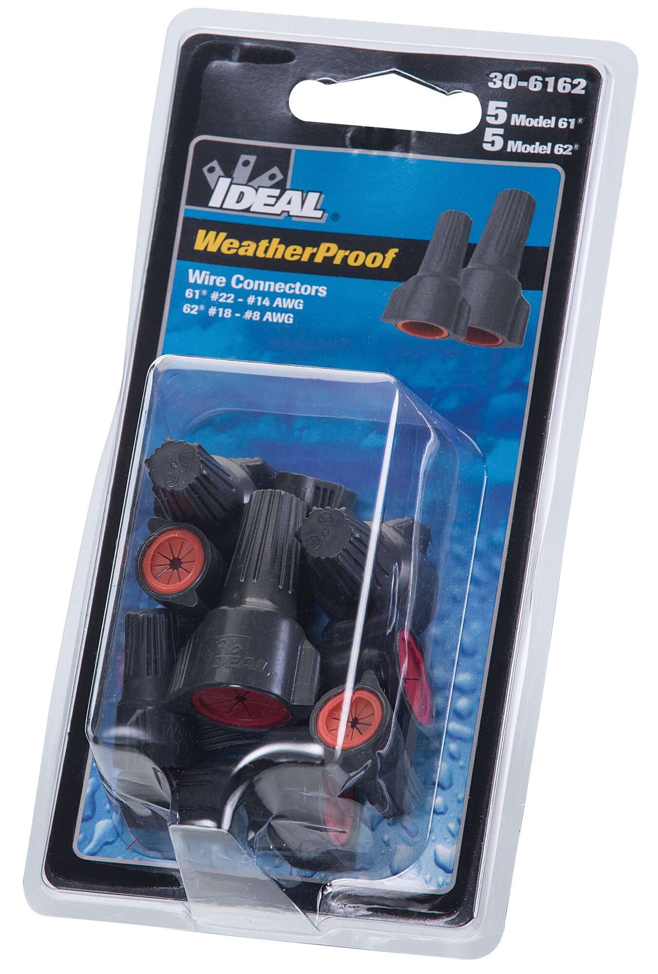 30-6162 61 62 Combo Pack Wire Connector, Winged Shell, Live Action/Square Wire Spring, 22 to 14 AWG Solid/Stranded Copper Wire, Thermoplastic Polyester
