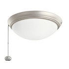 Low profile Etched Cased Opal LED Ceiling Fan fixture in Brushed Nickel