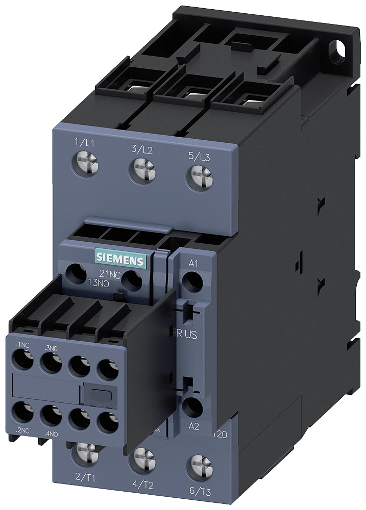3RT20351AK64 Sirius 3-Phase Standard Power Contactor, 110/120 V AC Coil, 40 A, 3NO Contact, 3 Poles