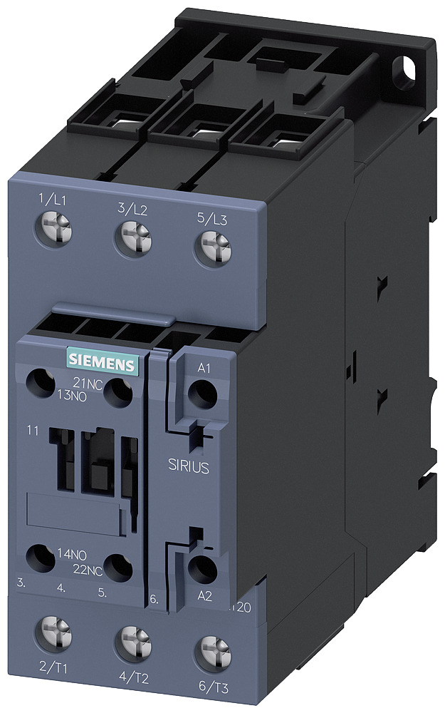 3RT20361AC20 Sirius 3-Phase Standard Power Contactor, 24 V AC Coil, 50 A, 3NO Contact, 3 Poles