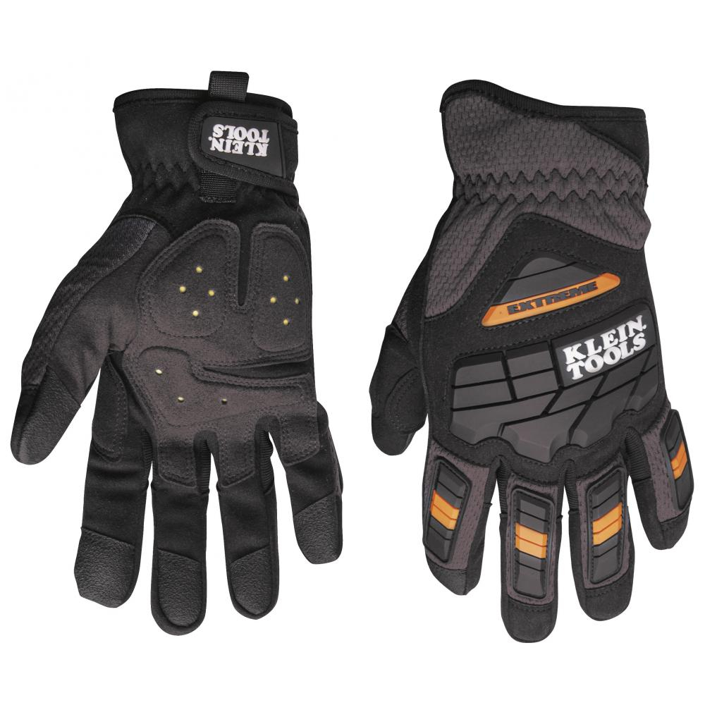 40219 Journeyman Extreme Gloves, XL, Synthetic Leather Palm, TPR, Black, Slip-On Cuff, Bright Coating, Foam/Tricot Lining