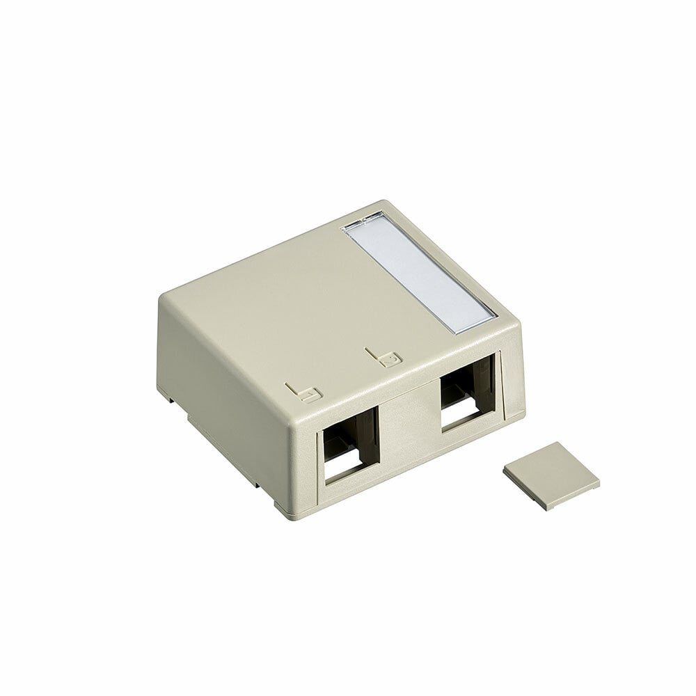 41089-2TP QuickPort Surface Mount Box, 2 Ports, Surface Mount, Plastic, Light Almond