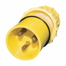420PP-125 261/262 Non-Metallic Watertight Mating Plug With Integral Threaded Ring, 125 VAC, 20 A, 2 Poles, 3 Wires, Natural