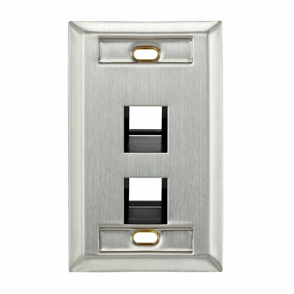 43081-1L2 QuickPort Angled Wallplate With ID Window, 1 Gang, 4-1/2 in L x 2.78 in W, 304 Stainless Steel, Surface Mount