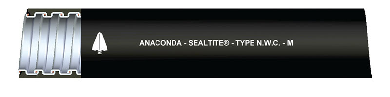 434029-0143 Type NWC Standard Liquid Tight Flexible Metal Conduit With Integral Bonding Wire, 1 in Trade, 1.041 to 1.066 in ID x 1.29 to 1.315 in OD, 100 ft Carton L, Chlorinated Polyethylene/Steel