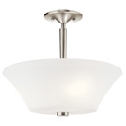 The Aubrey(TM) 15in; 3 light semi flush features a classic look with its tapered column design and Brushed Nickel finish and satin etched cased opal glass. The Aubrey semi flush is perfect in several aesthetic environments, including traditional and modern.