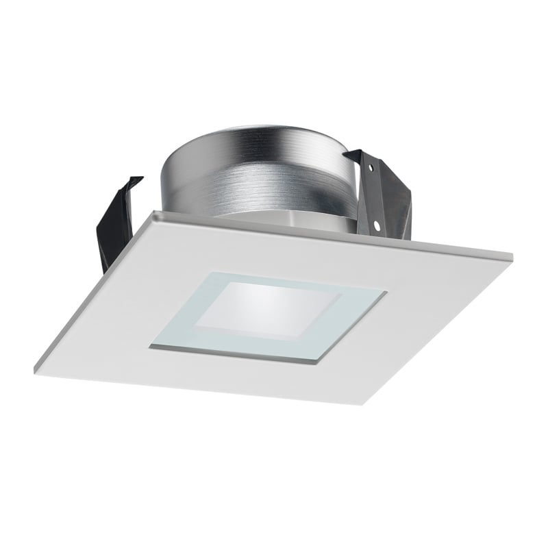 441SQ WWH Adjustable Lensed Square Downlight Trim With Clear Center, 4 in ID x 5 in OD, For Use With IC44N, IC44N W, IC44N S, TC44, TC44 V, TC44 S, TC44R Housing