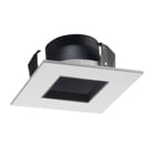 447SQ square downlight trim for low voltage housings, black reflector, white trim