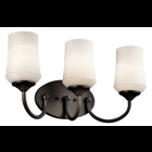 The Aubrey(TM) 21in; 3 light vanity light features a classic look with its tapered column design and Olde Bronze finish and satin etched cased opal glass. The Aubrey vanity light is perfect in several aesthetic environments, including traditional and modern.