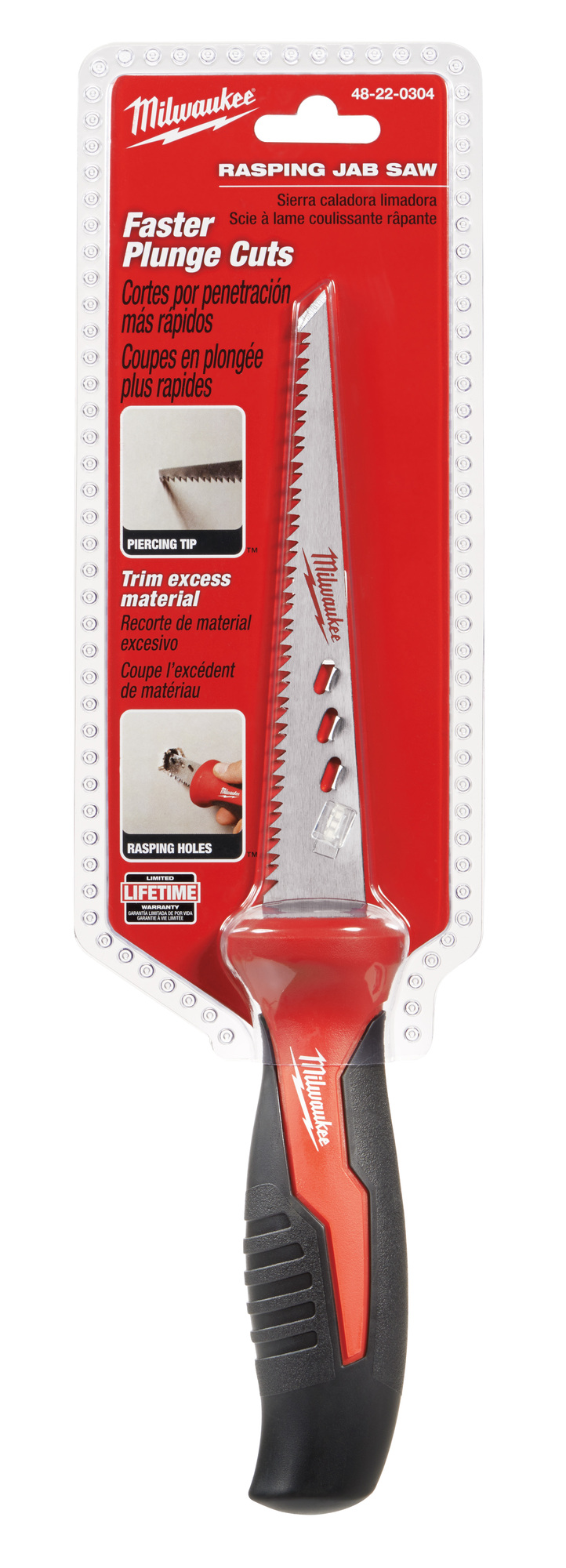 48-22-0304 Rasping Jab Saw, 6 in L Steel Blade, Rubber Handle