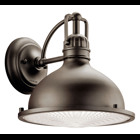 The Hatteras Bay(TM) 10.25in. 1 light Exterior Wall Light features a classic industrial look with its Olde Bronze(R) finish and clear fresnel lens. The Hatteras Bay(TM) exterior wall light is perfect to help illuminate areas where guests will be entering and exiting the home such as doorways and garages.