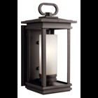 This 1 light wall fixture from the South Hope(TM) collection softens its sturdy rectangular design with Satin Etched Cased Opal Glass for an expertly understated grace and welcoming light. A Rubbed Bronze(TM) finish completes the overall look with a touch of casual style. Open and clean, this design can complement any porch or walkway.