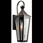 Traditional design gets a clean updated twist with this 1 light outdoor wall fixture from the Rochdale collection. The Olde Bronze tapered design stands tall and elongated giving the vertical rain glass a chance to dazzle.