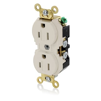 5262-SGT Duplex Extra Heavy Duty Self-Grounding Tamper Resistant Straight Blade Receptacle, 125 V AC, 15 A, 2 Poles, 3 Wires, Light Almond