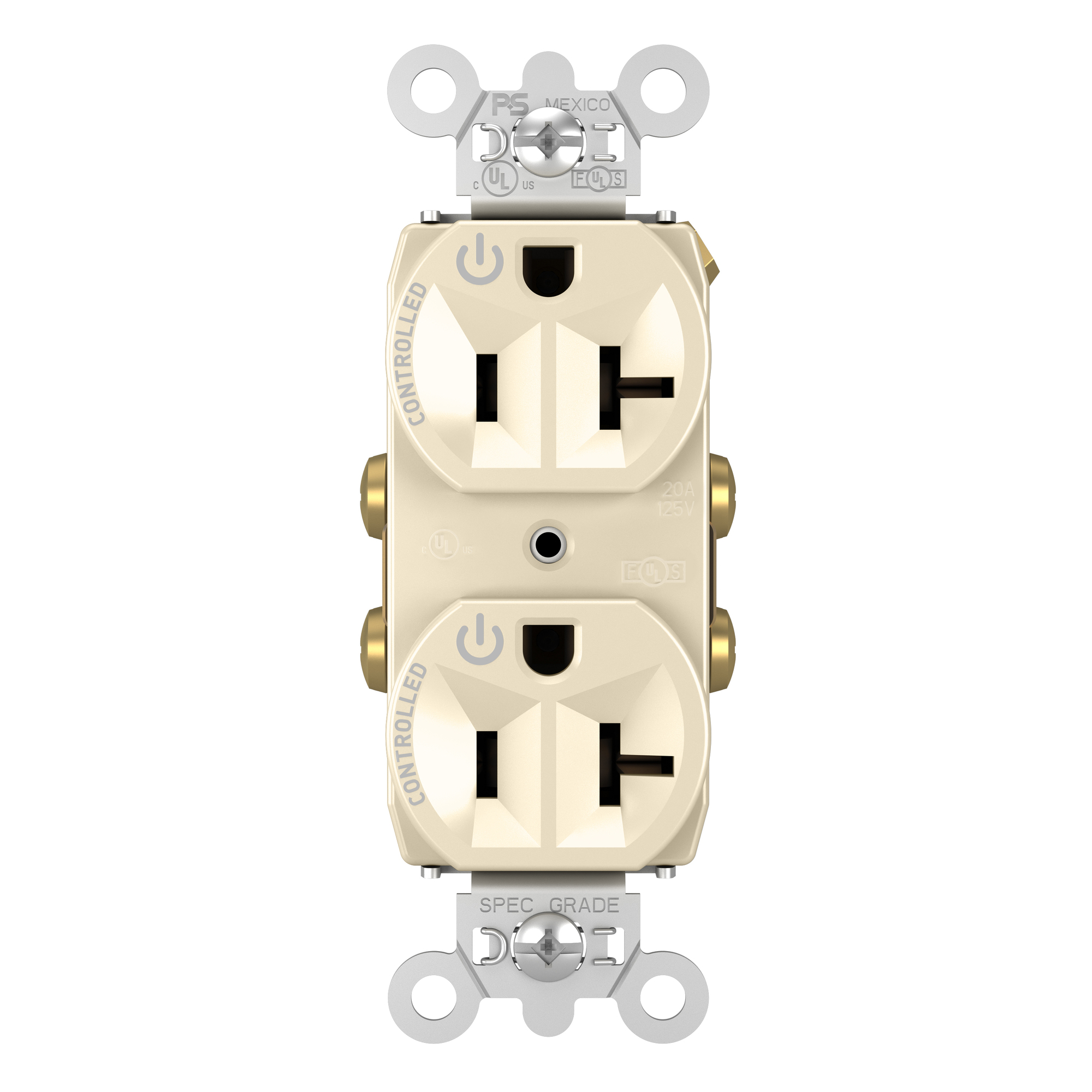 5362CDLA 20 Amp 125V Dual-Controlled Plug Load Duplex Receptacle, Light Almond