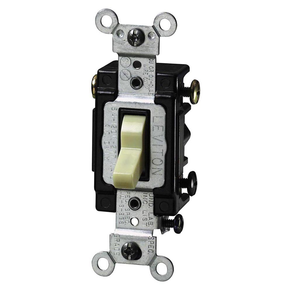 5503-LHI 3-Way Illuminated-OFF AC Quiet Toggle Switch, 120 VAC, 15 A, 1/2 hp Power Rating