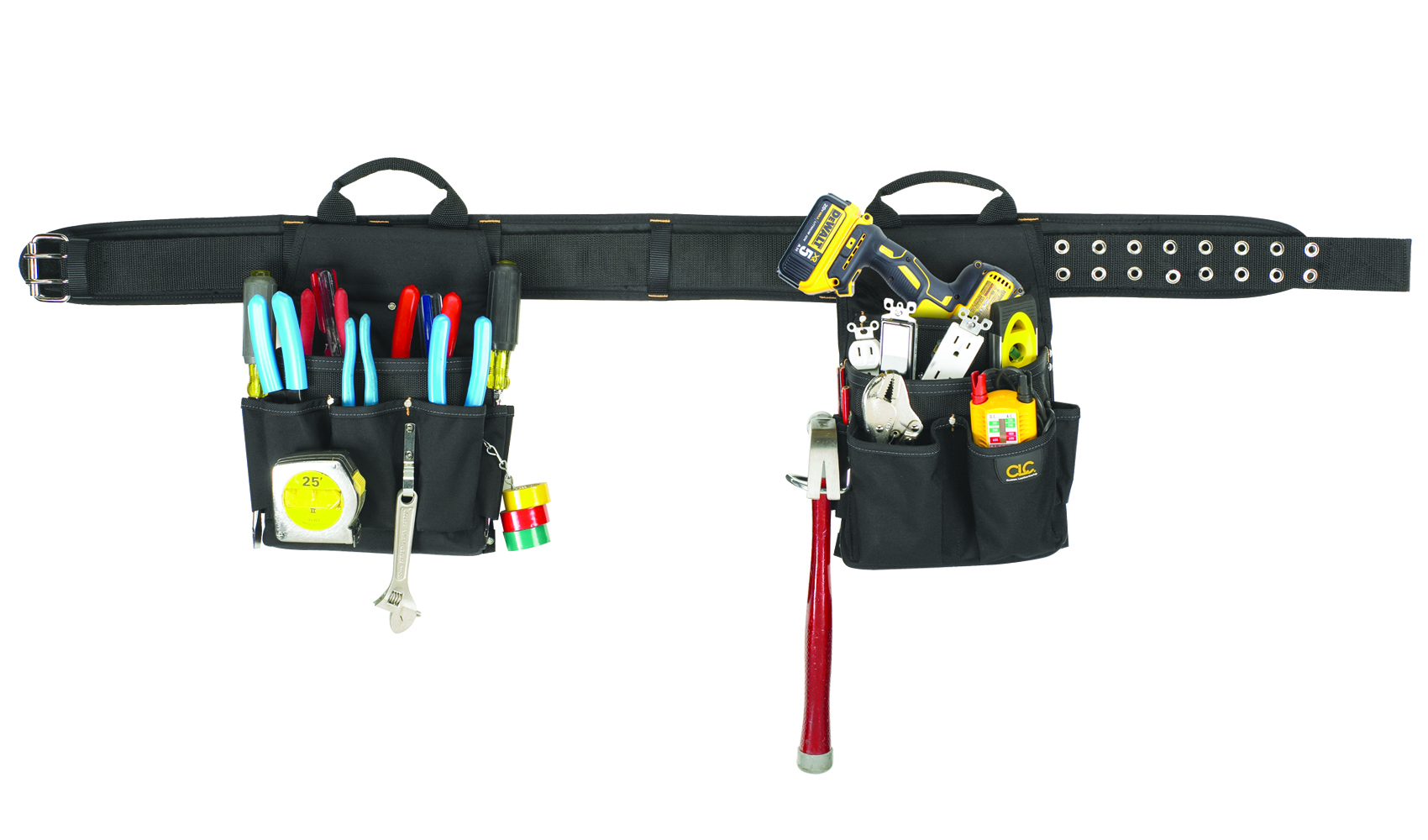 CLC, Electrical Combo Tool Belt, 3 in. width, fits belts up to 29 to 46 in., Removable carrier type, Ballistic Poly material
