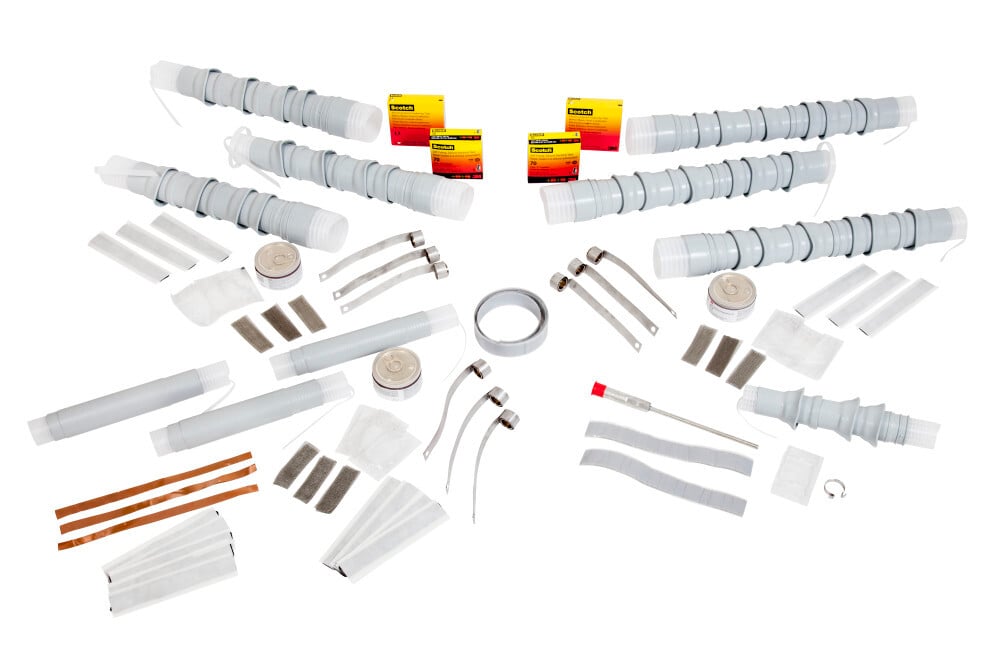 Cold Shrink QT-II Indoor Termination Kit, Tape, Wire and UniShield, 5-15 kV, 0.56-0.87 in (14-22 mm) Cable Insul. O.D.