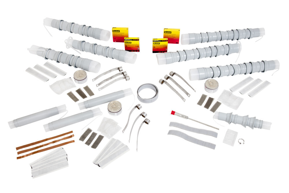 Cold Shrink QT-II Indoor Termination Kit, Tape, Wire and UniShield, 5-15 kV, 1.09-1.80 in (28-46 mm) Cable Insul. O.D.