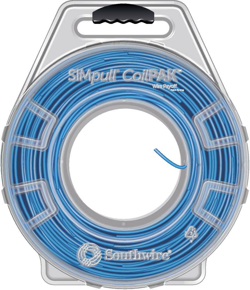 58018404 THHN Wire, 12 AWG, Copper Conductor, Stranded, Blue, 1000 ft CoilPak