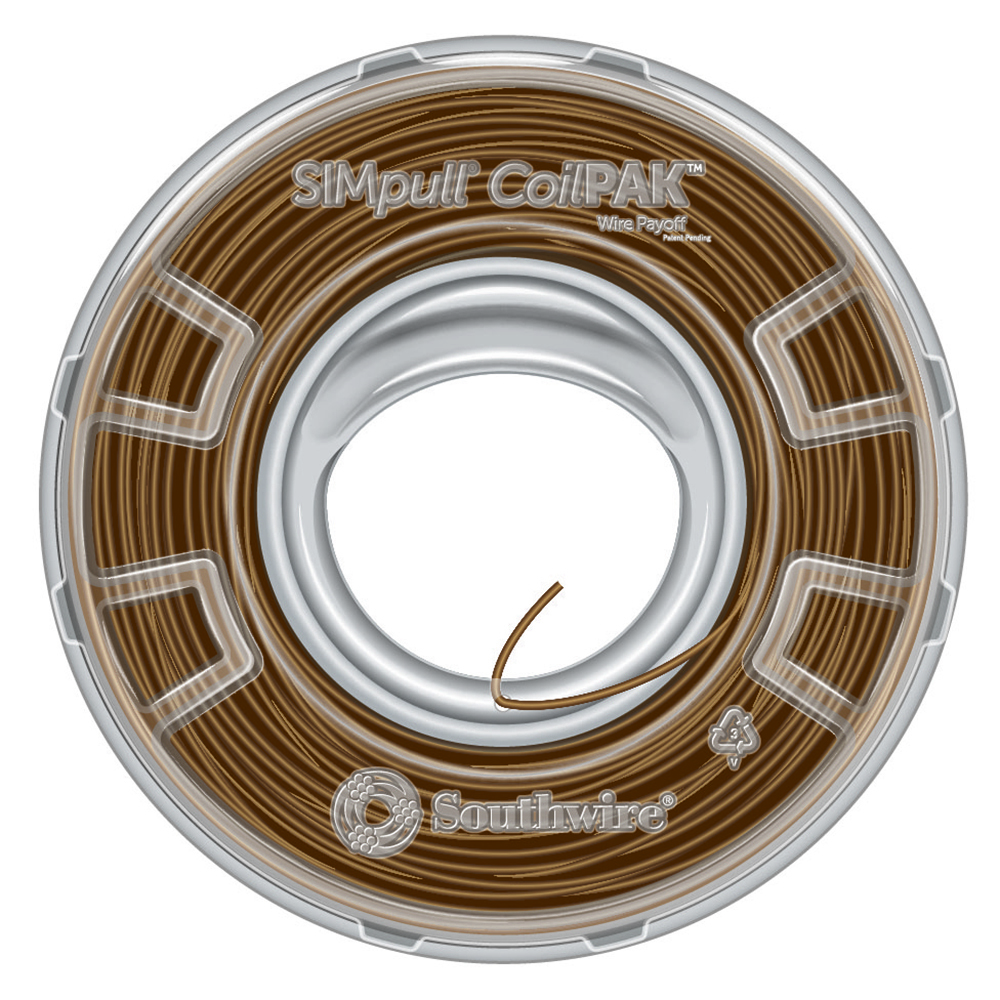 58018504 THHN Wire, 12 AWG, Copper Conductor, Stranded, Brown, 1000 ft CoilPak