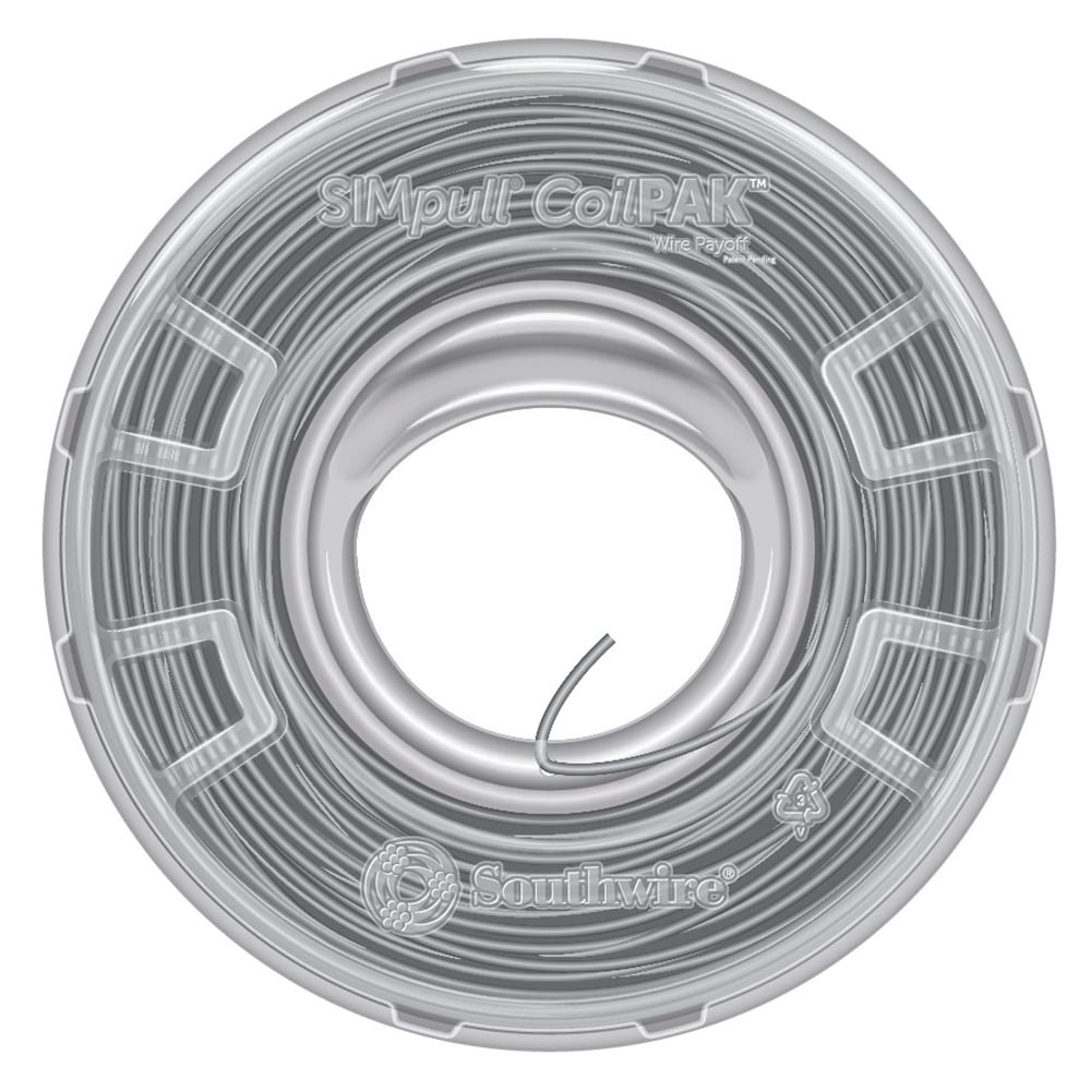 58018604 THHN Wire, 12 AWG, Copper Conductor, Stranded, Gray, 1000 ft CoilPak
