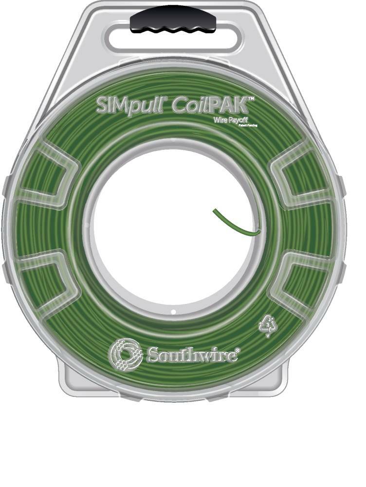 58019504 THHN Wire, 12 AWG, Copper Conductor, Stranded, Green, 1000 ft CoilPak