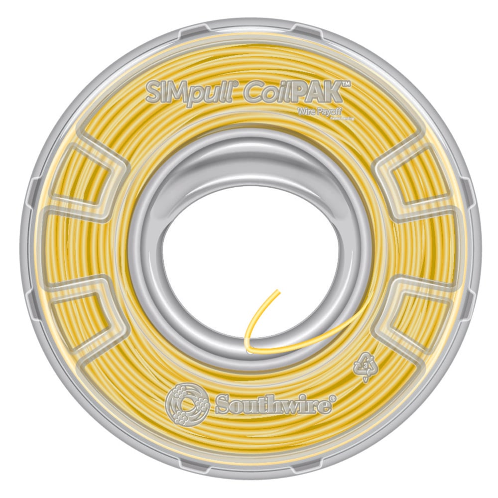 58020004 THHN Wire, 12 AWG, Copper Conductor, Stranded, Yellow, 1000 ft CoilPak