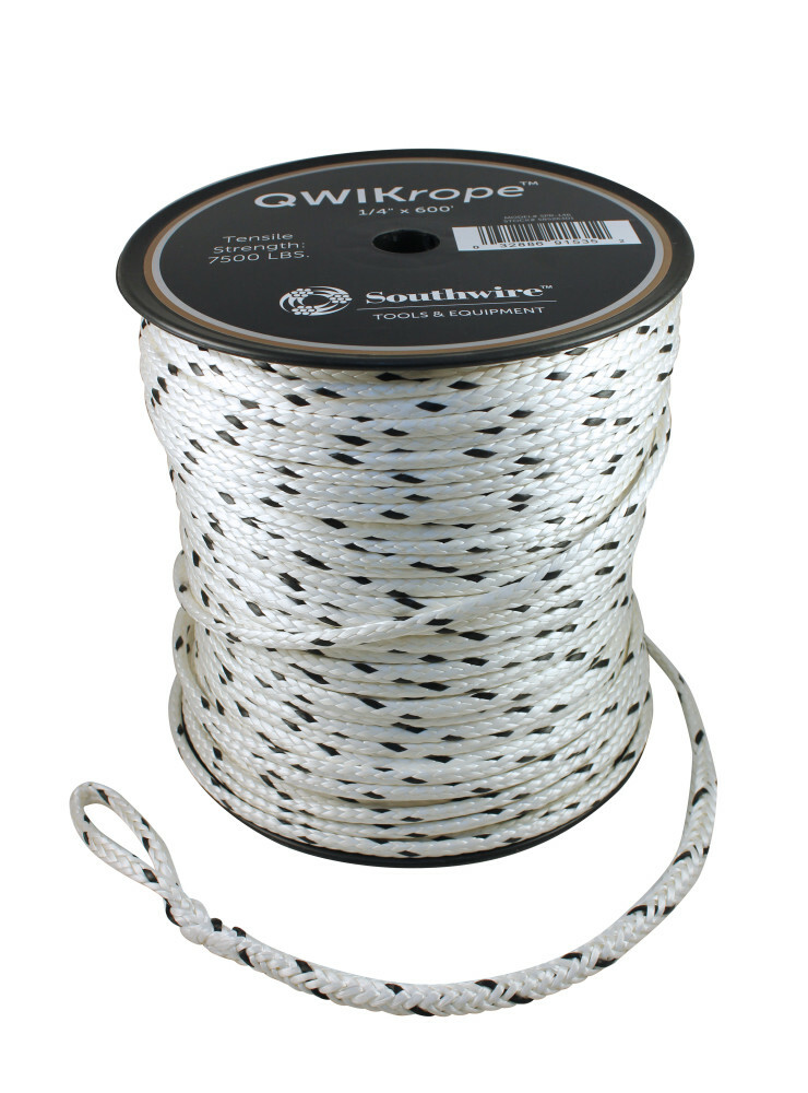 58305601 QWIKrope UHMWPE Rope Pulling Rope, 9/16 in OD, 300 ft L, 32000 lb Tensile Strength, 10000 lb Working, Polyethylene
