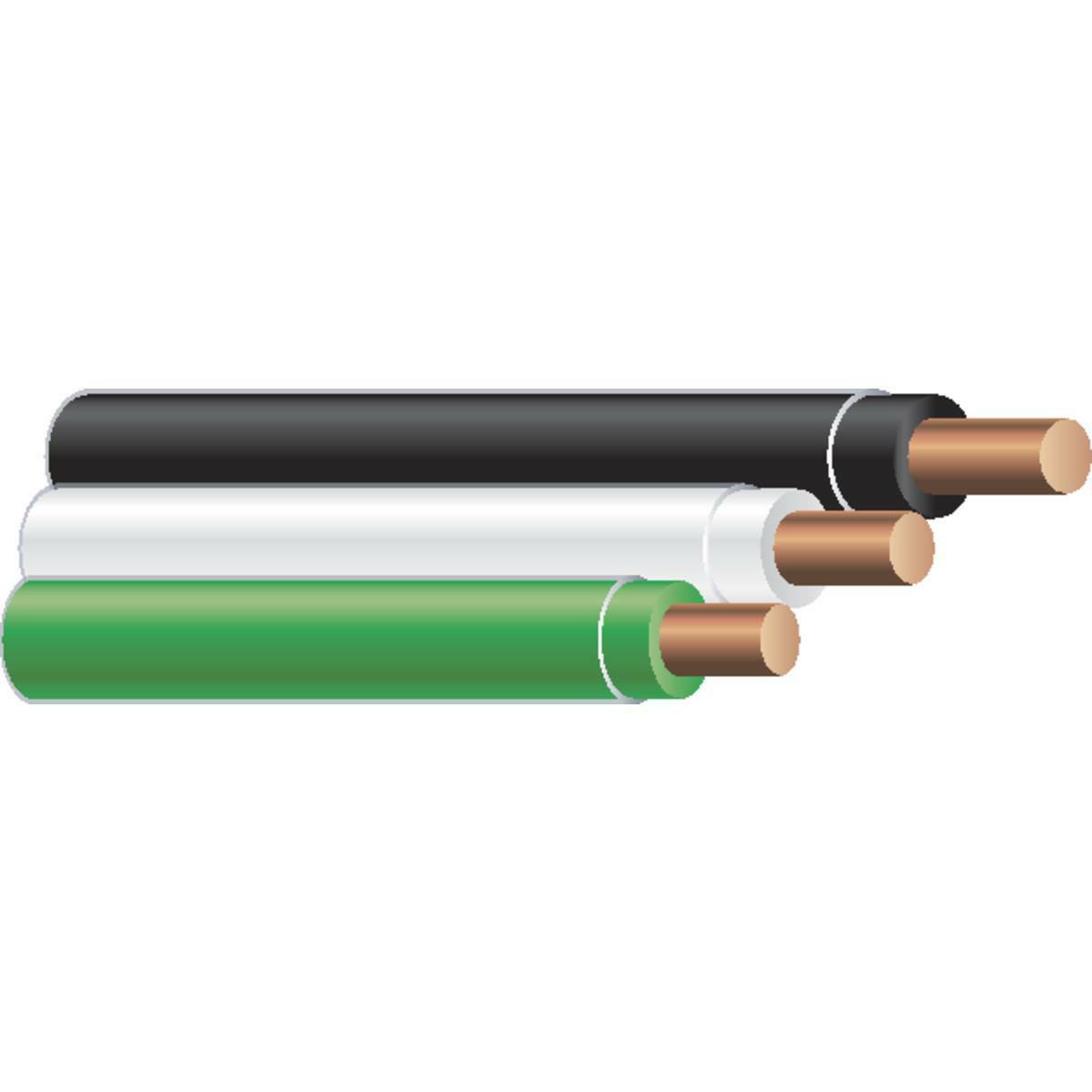 58389703 THHN Wire, 12 AWG, 3 Copper Conductors, Solid, Black/White/Green, 350 ft CoilPak