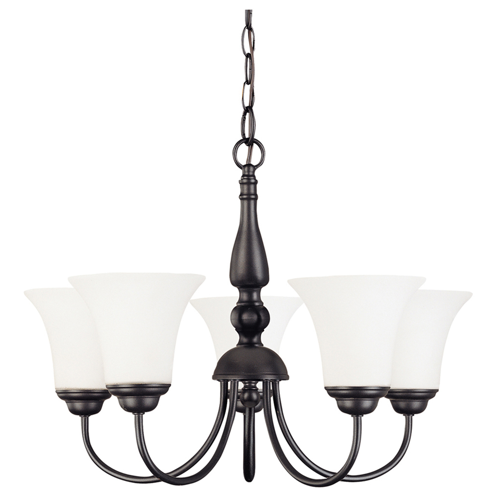 60-1842 Dupont Transitional Chandelier, (5) A19 Lamp, 120 VAC, Dark Chocolate Bronze Housing