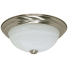 2 Light - 11 - Flush Mount - Alabaster Glass - Brushed Nickel