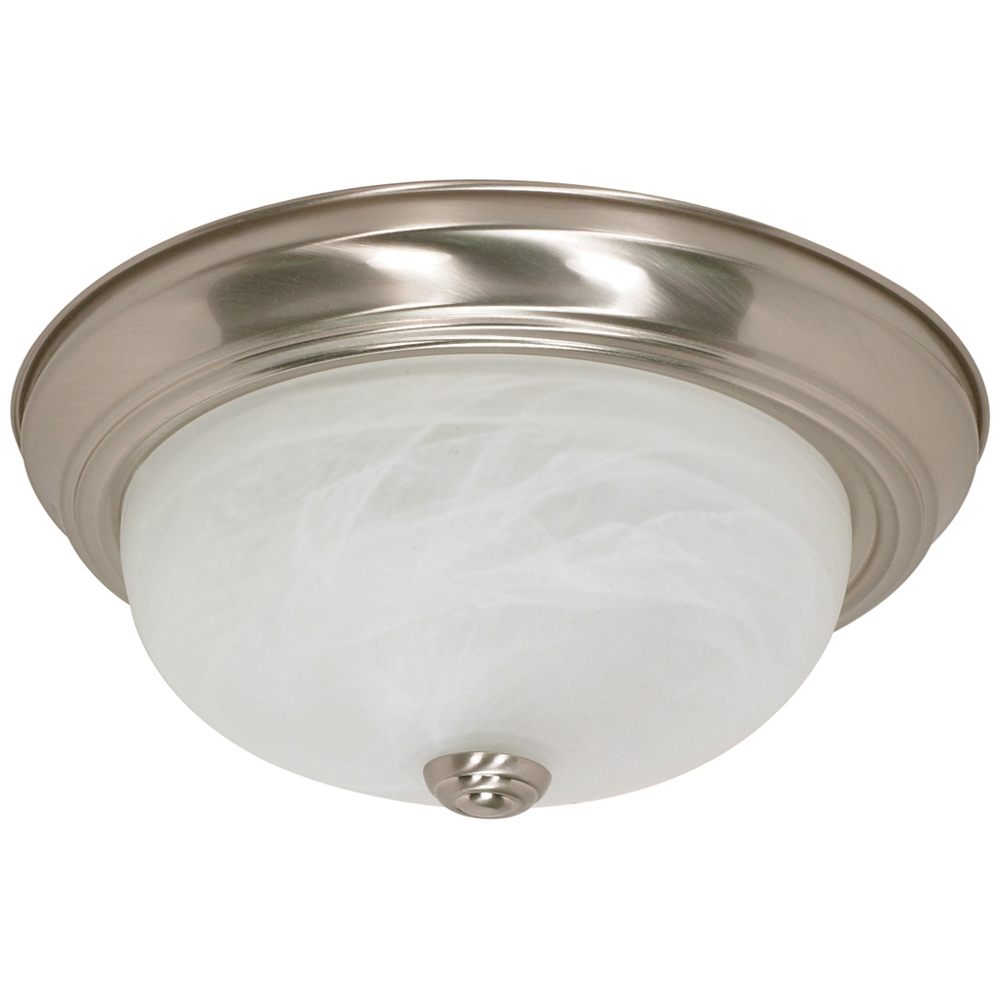 60-198 Transitional Ceiling Light, (2) A19 Lamp, 120 V AC, Brushed Nickel Housing