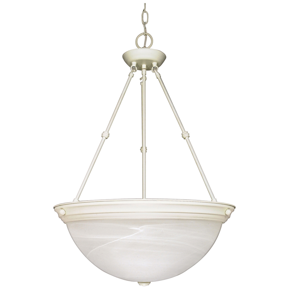 60-228 Transitional Hanging Pendant Light Fixture, (3) A19 Lamp, 120 VAC, Textured White Housing
