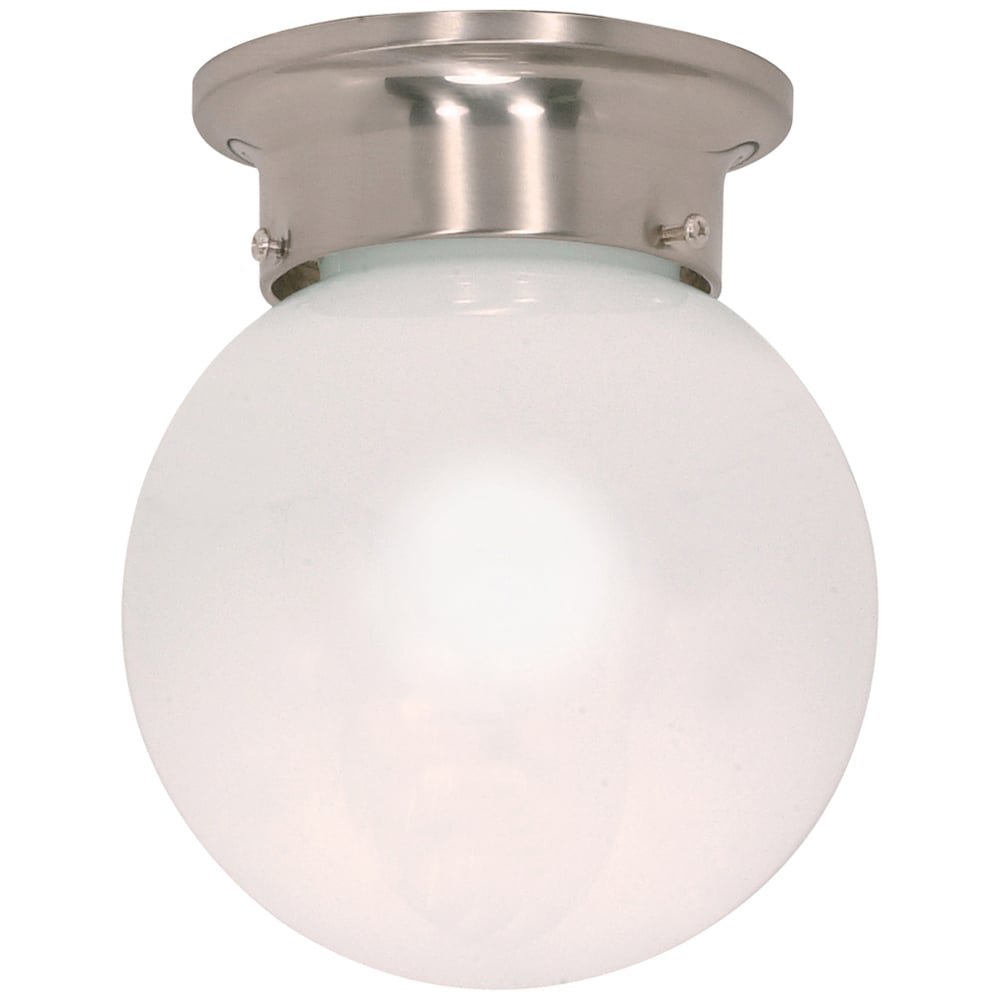 60-245 Utility Ceiling Light, (1) A19 Lamp, 120 V AC, Brushed Nickel Housing